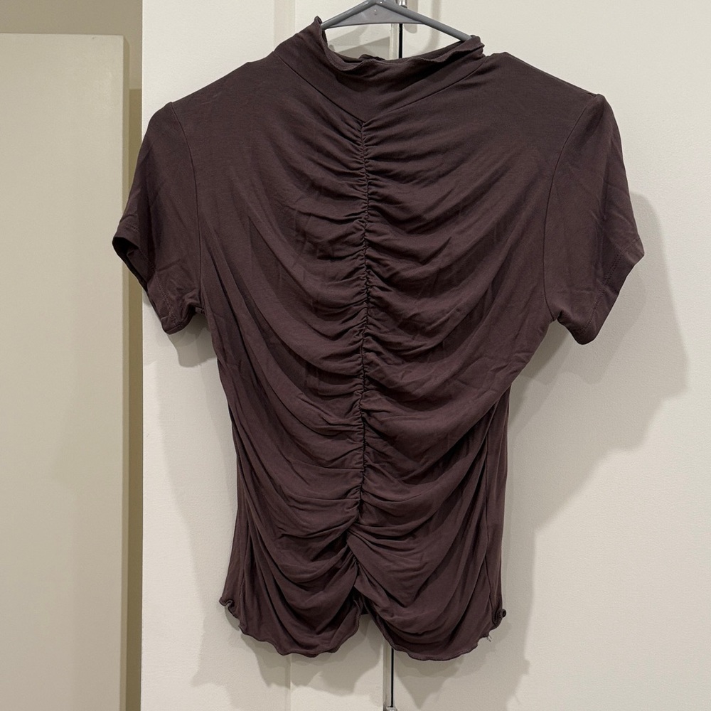 LNA Chocolate Ruched Blouse